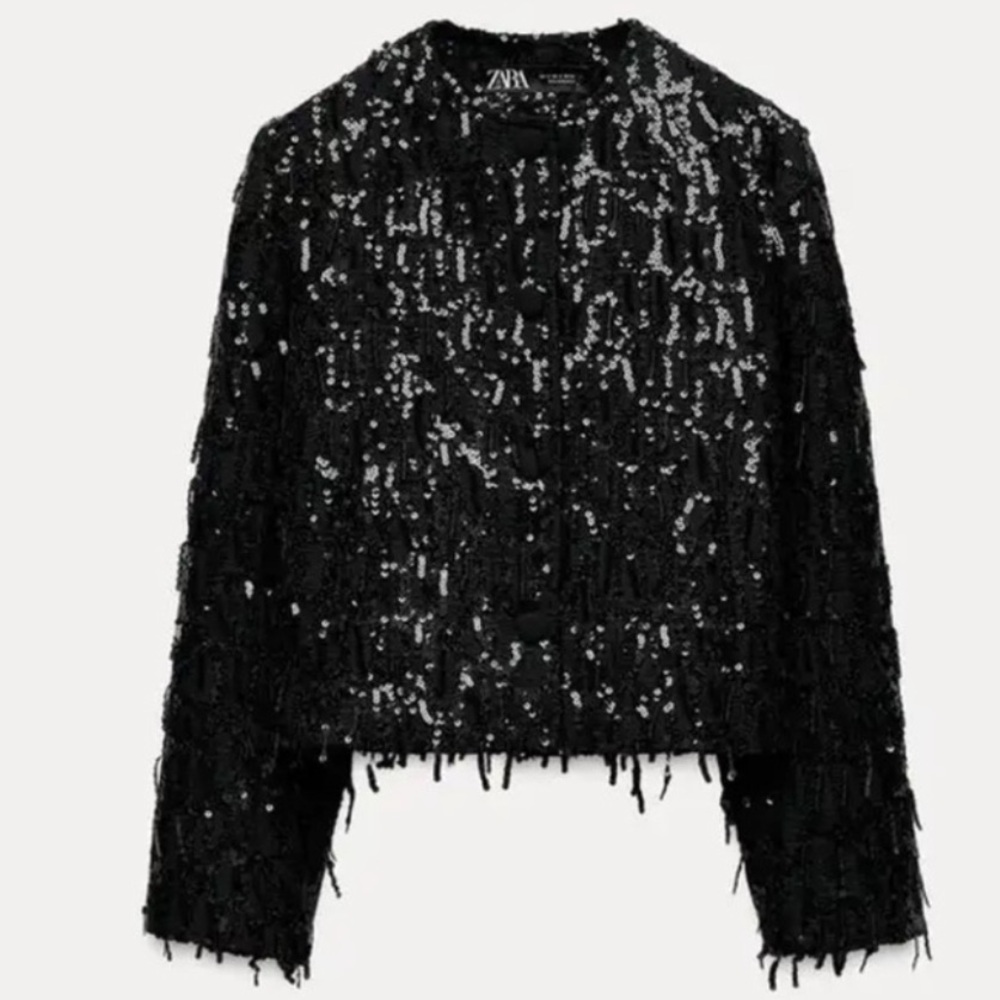 Zara Black Sequin Blazer new